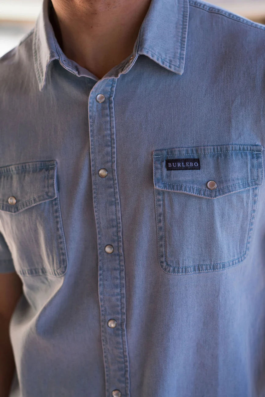 denim pearl snap shirt