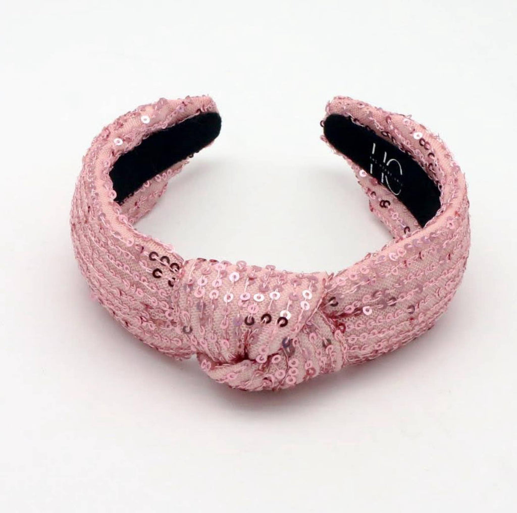 Kid and Tween Pink Sequin Knotted Headband