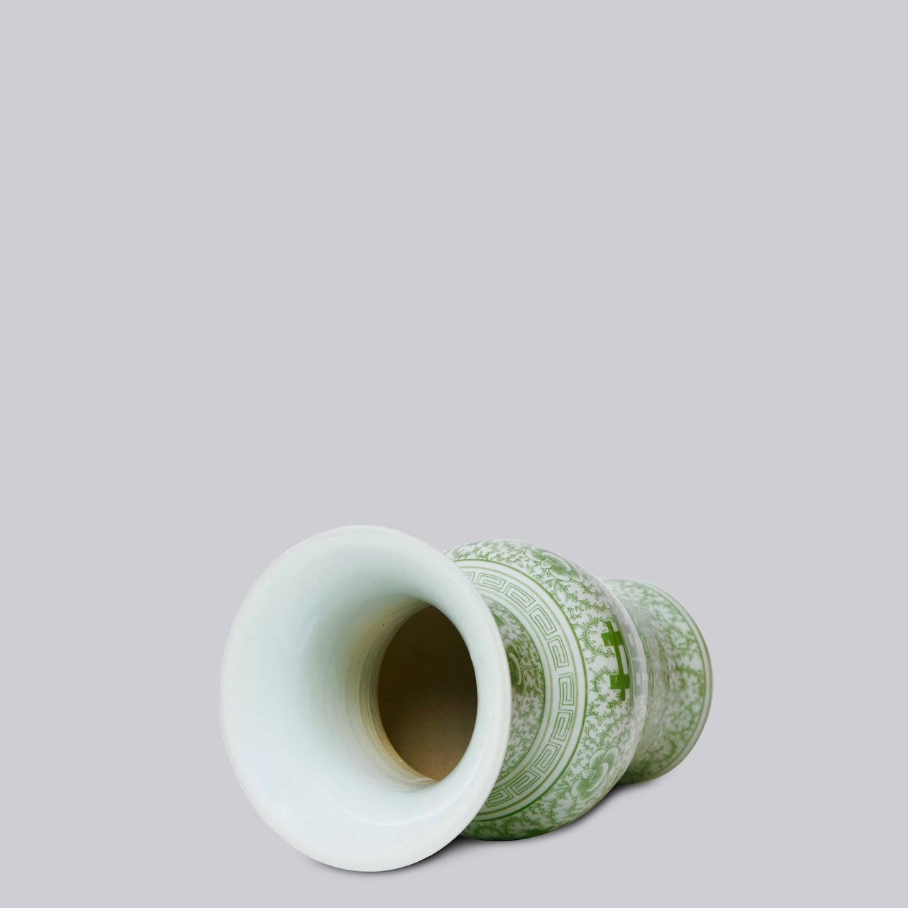 Double Happiness Green and White Porcelain Trumpet Vase