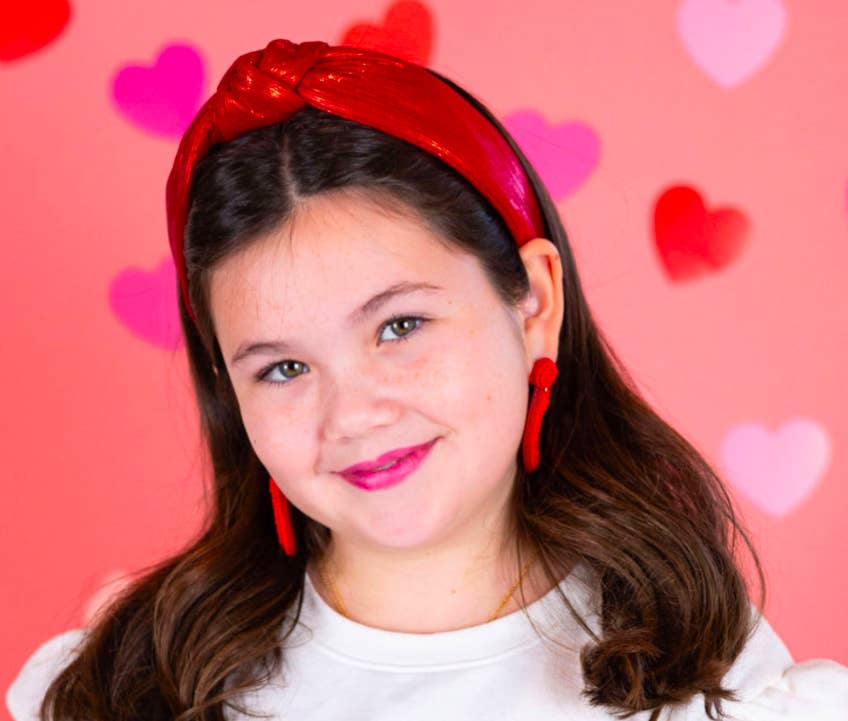  Red Padded Metallic Knotted Headband