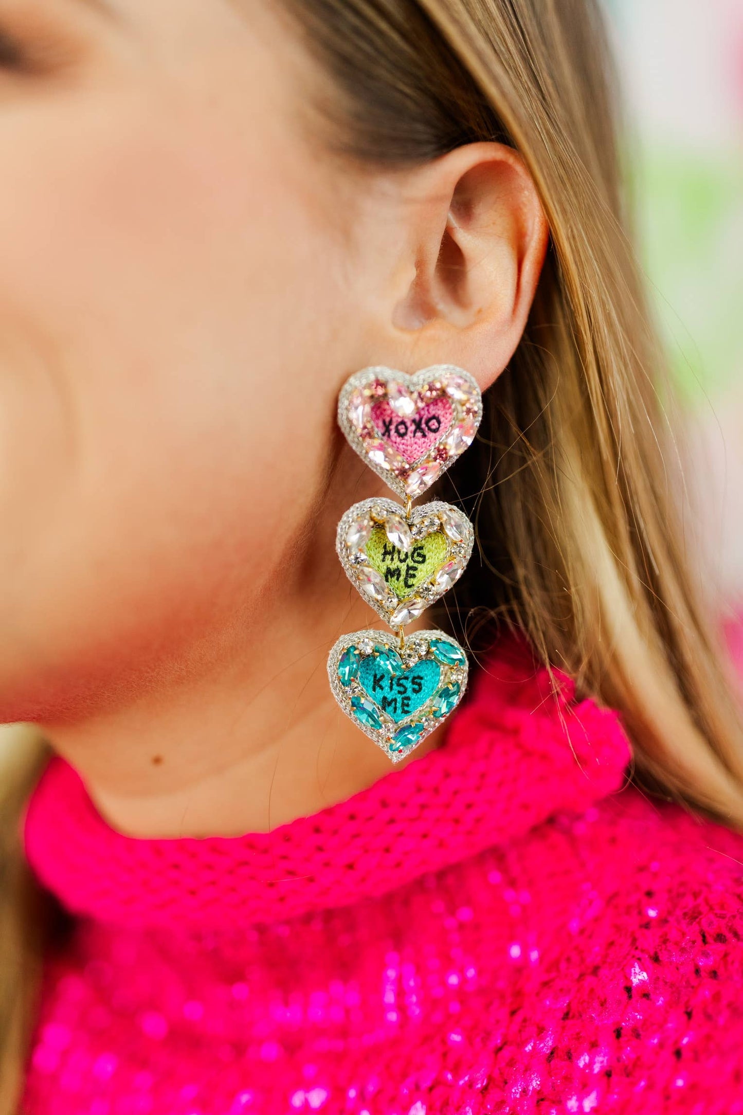 beaded sweet heart earrings