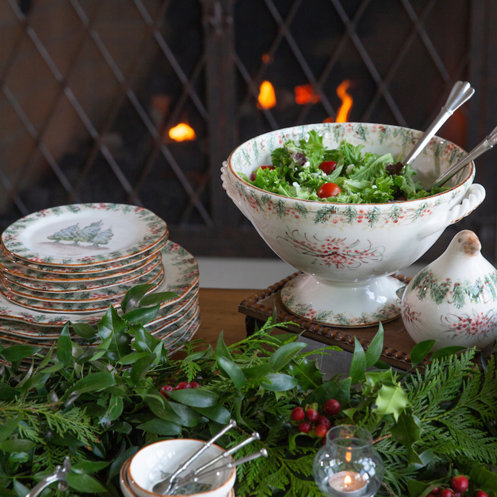 Natale Footed Bowl with Handles - Christmas