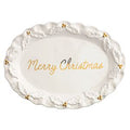 Gold Holly Merry Christmas Platter