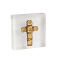 Cross Acrylic Gold Plaque