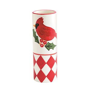 Cardinal Painted Stem Vase