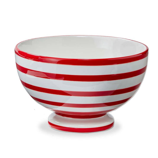 red stripe pedestal bowl