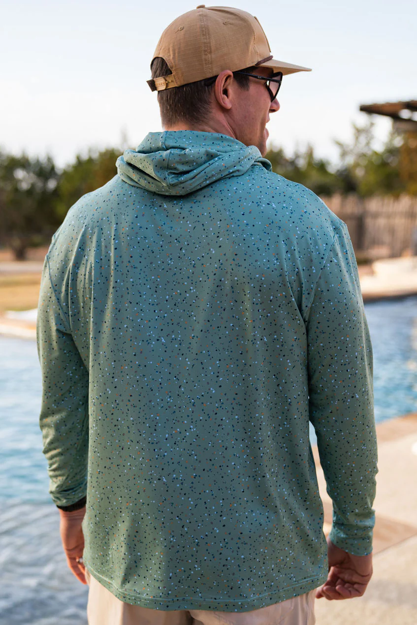 green speckled performance hoodie