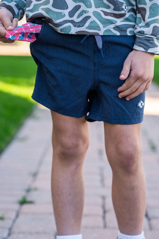 youth heather navy athletic shorts