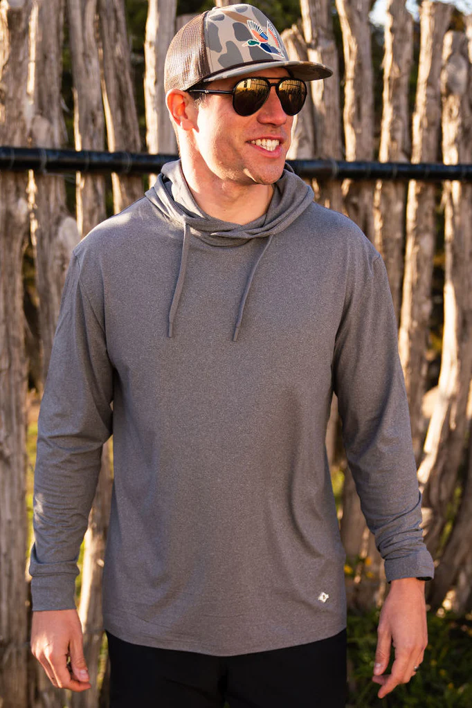 dark heather grey performance hoodie