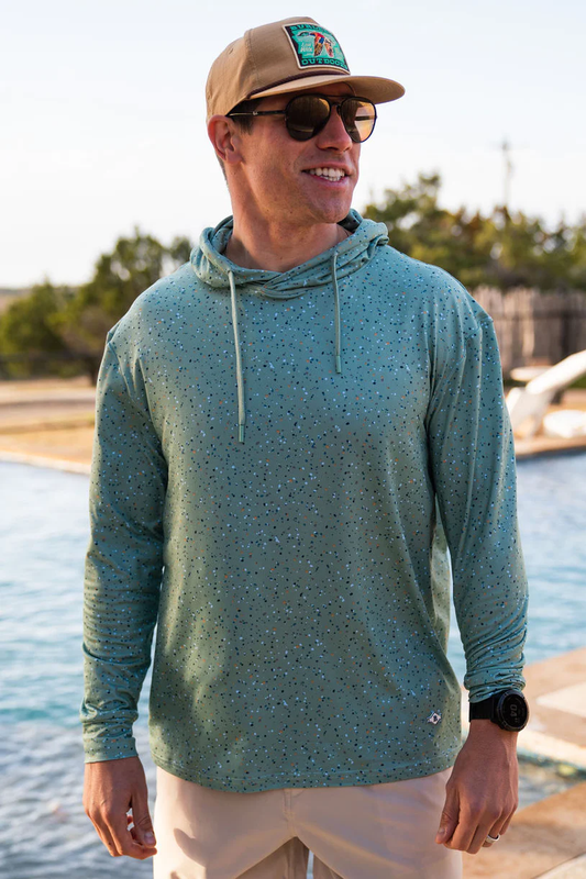 green speckled performance hoodie