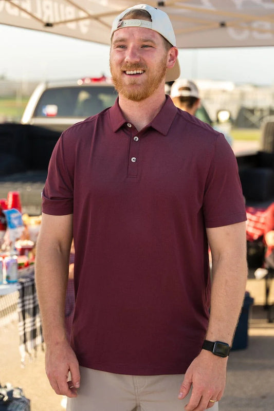 heather maroon polo