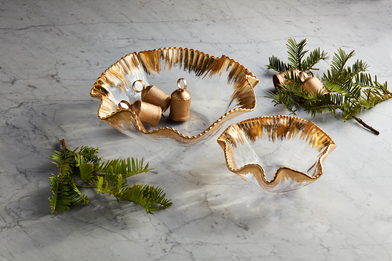 gold edge ruffle bowl set