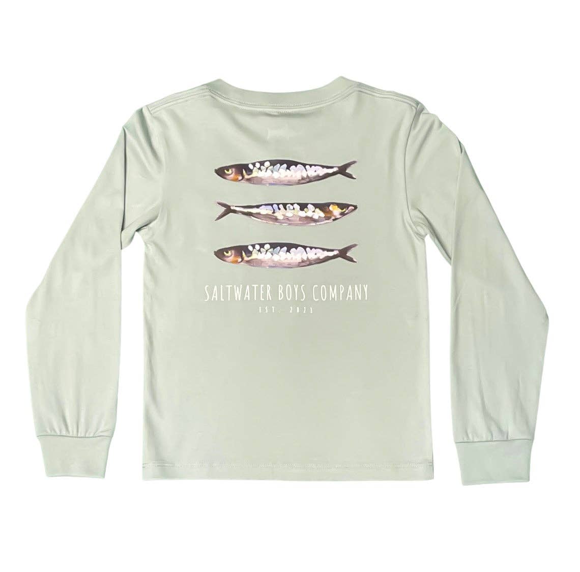 Sardines Long Sleeve Graphic Pocket Tee Mint