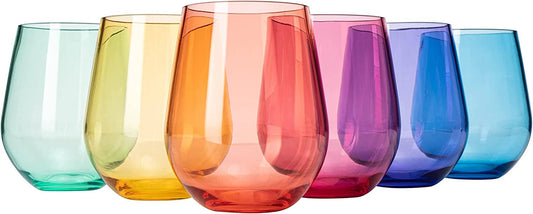 Unbreakable Colored Stemless Wine Glasses Acrylic Italian
