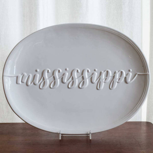 Mississippi Embossed Platter   White   16x12
