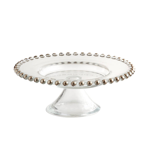 Silver Bead Footed Plate, 8"